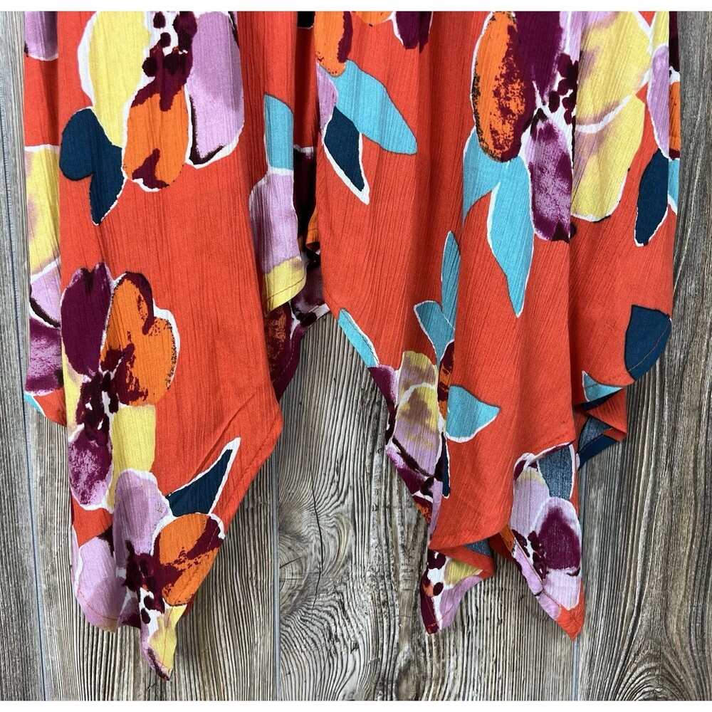 NWT Maurice’s Orange Floral Print Halter Top Sharkbite Hem‎ Maxi Dress Size MED - Picture 4 of 16